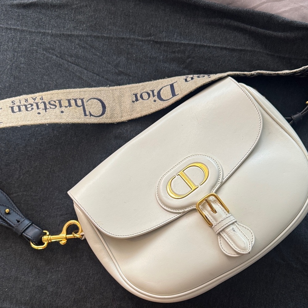 Dior Cream Crossbody Bag with Gold Accents